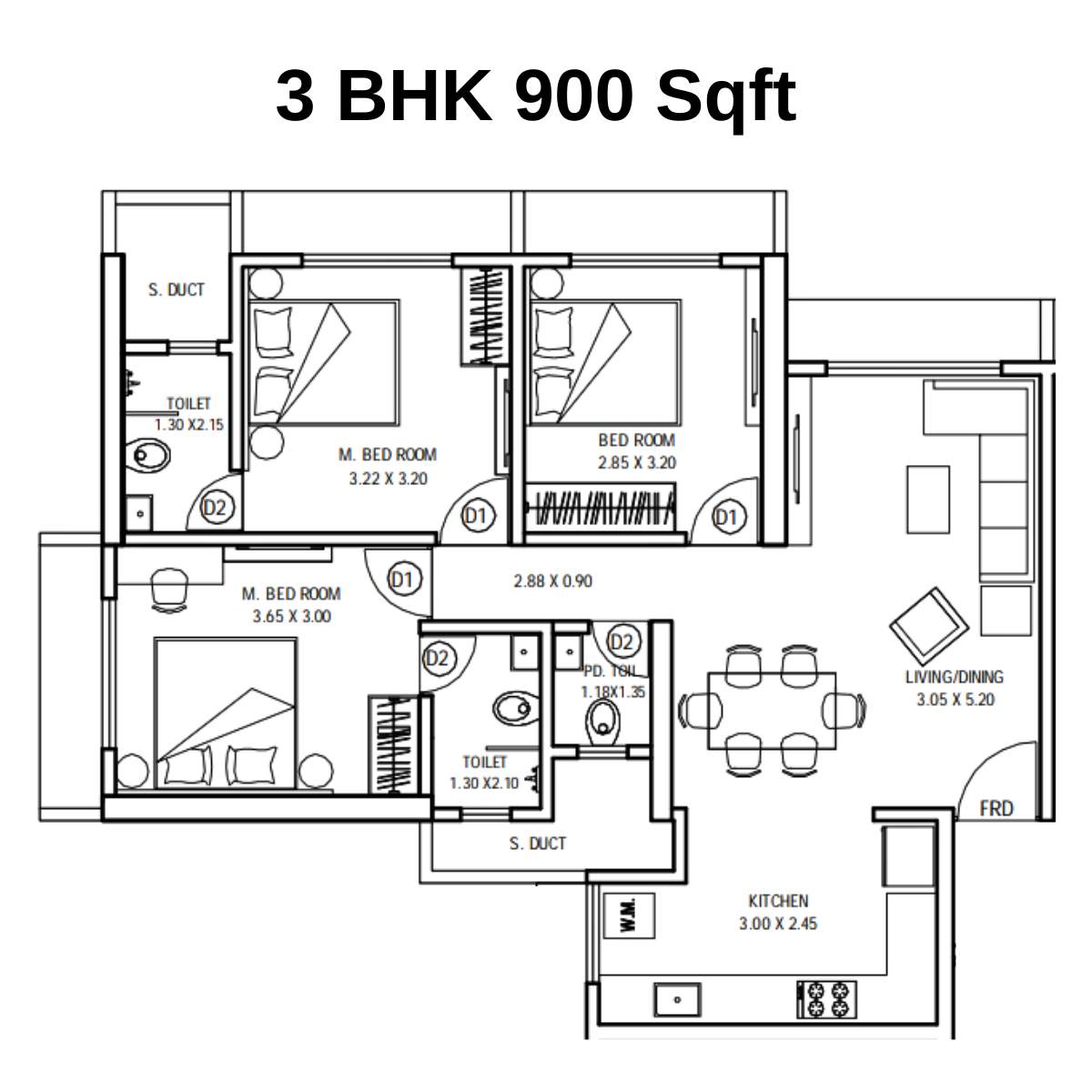 Bhoomi-Lakescape-Floor-Plan-3-BHK-925-Sqft